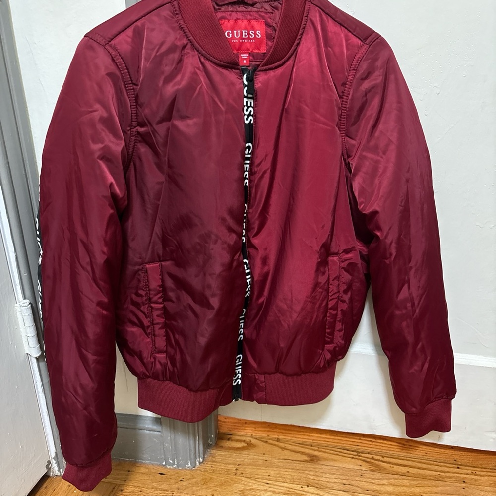 Guess Burgundy Bomber Jacket